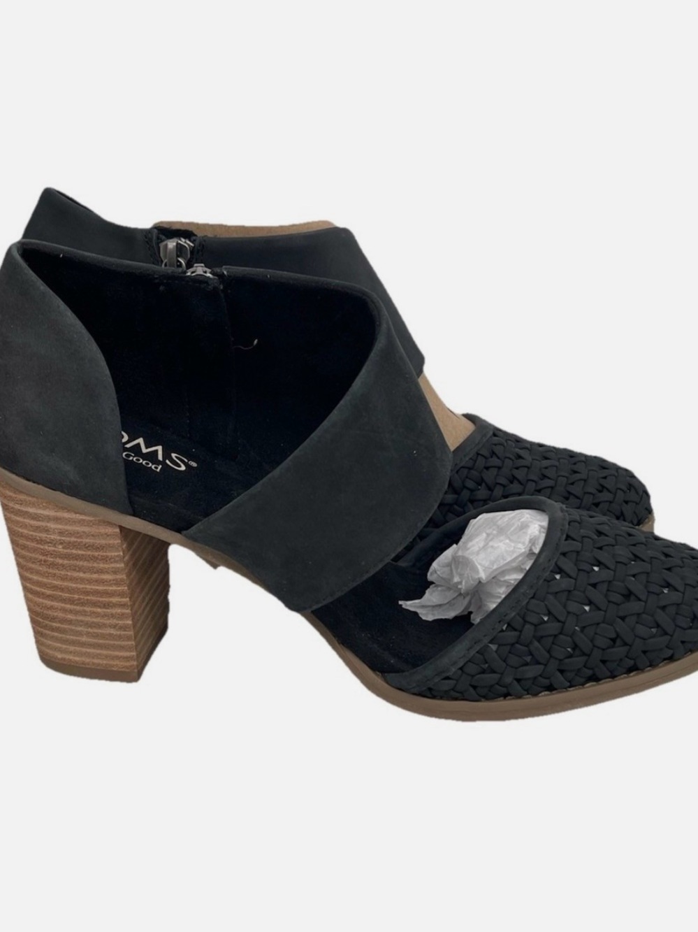 TOMS Black Geo Basket PU/Leather heels